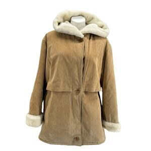 J.G. Hook Women's Penny Lane Coat Leather Fur Hood SZ L Boho Hippie Yellowstone